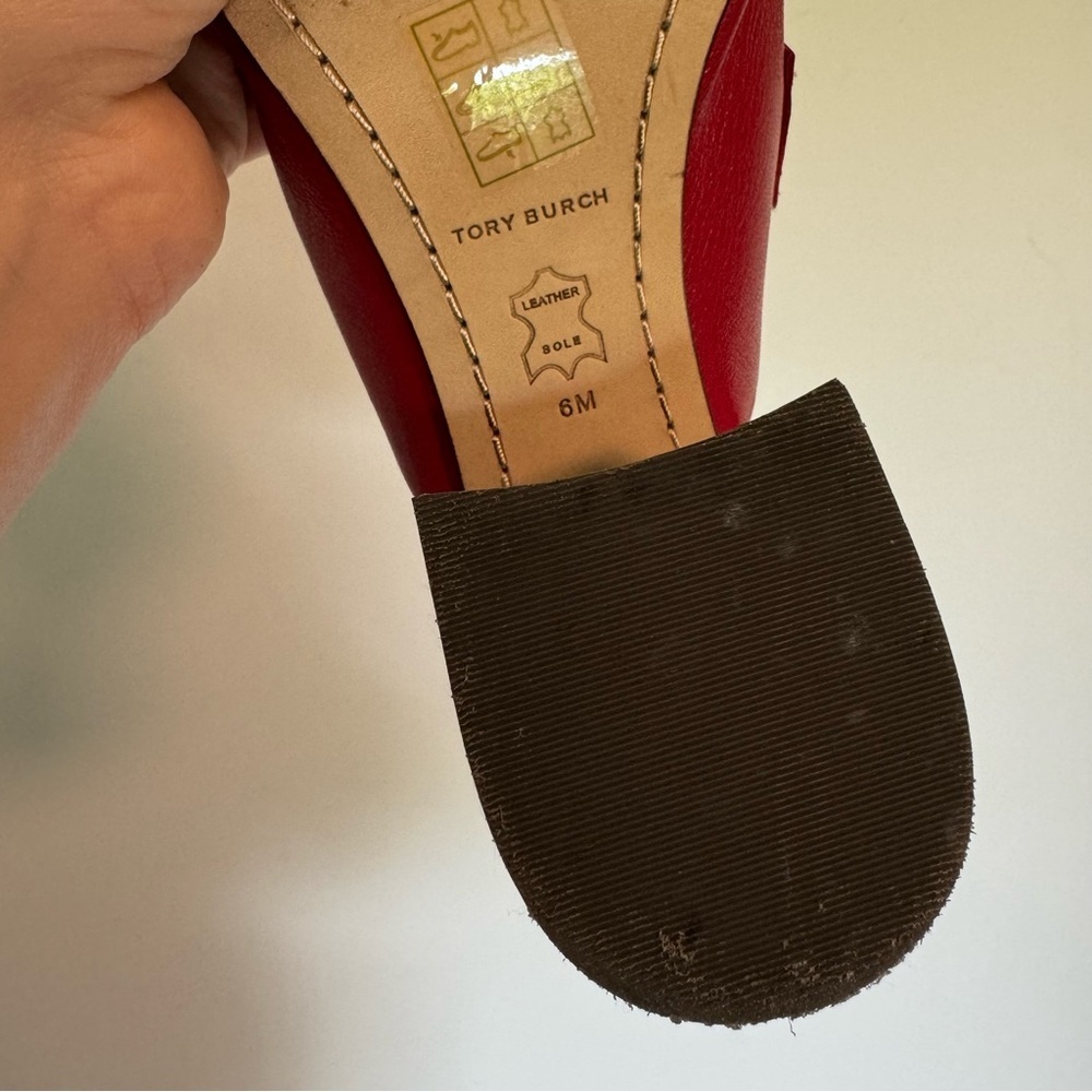Tory Burch Red Mules with Gold Accent - Picture 9 of 9